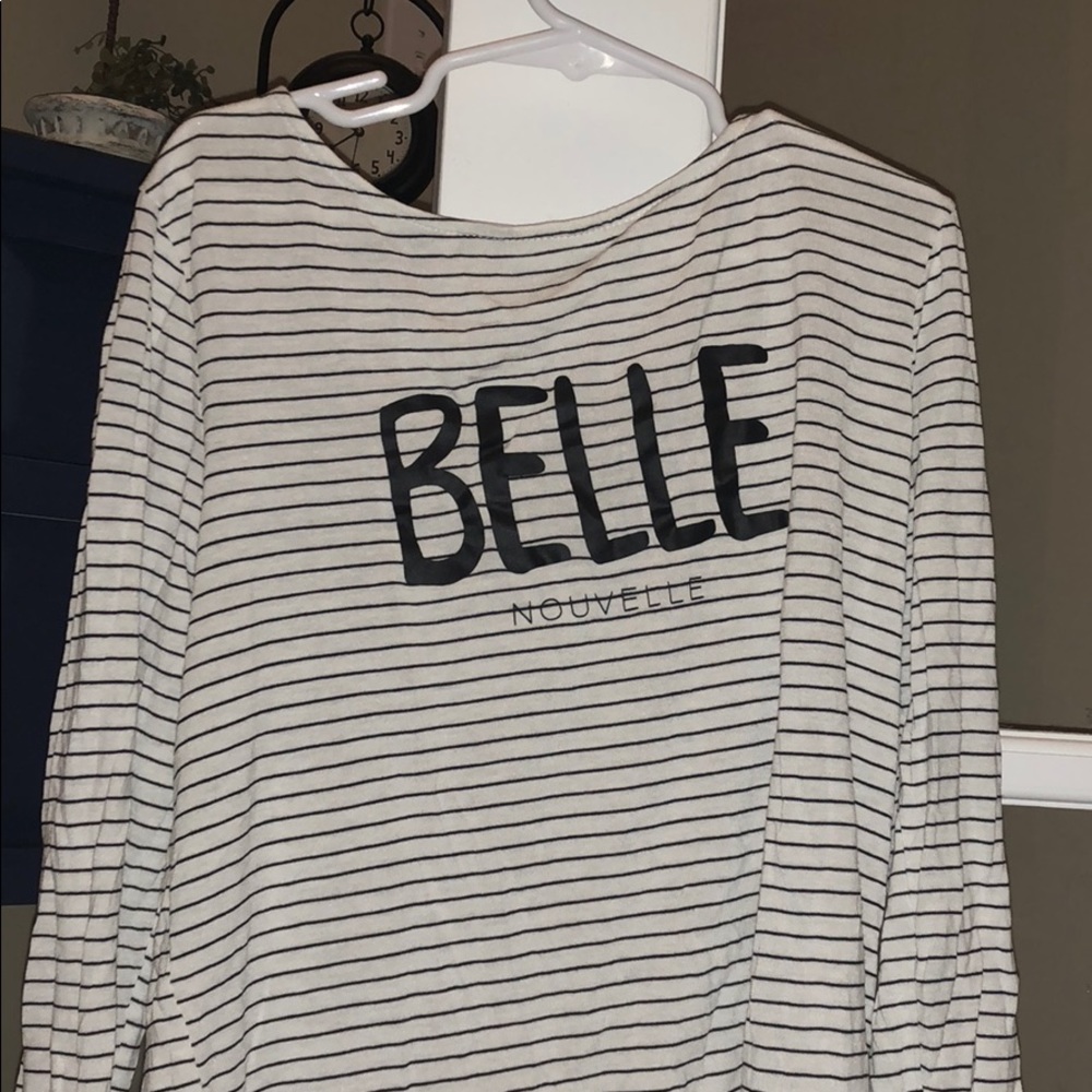Striped black and white graphic tee
